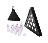 LeeQinersw Tabletop Bowling Skittles Set, Wooden Shuffleboard Set for Party, Game