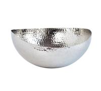 LeeQinersw Textured Bowl with Dimpled Surface | Round, Hammered Aluminum Bowl, Large, for Hotel Entrance, Silver