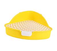 LeeQinersw Triangle Medium Litter Tray Corner Toilet Potty with Grid Pet Pan Ferret Small Animals Bunny Supplies Cage Accessories, Yellow
