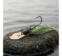 LeeQinersw Vibrating Jig Artificial Bait Bladed Jig High 3D Eyes Silicone Skirt Suitable for Bass Fishing Heavy Cover Vegetation, Black Yellow, 12G