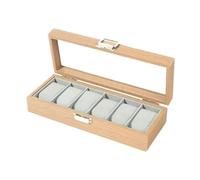 LeeQinersw Watch Organizer Case Anti Scratch Wood Clear Glass Lid Removable Watch Pillow for Countertops, 6 Slots