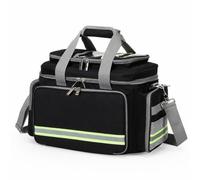 LeeQinersw Waterproof Medical Case First Aid Bag Organizer Responder Pouch Oxford Cloth with Dividers Mesh Sleeves Reflective Strips Secure Storage Suitable for, Black