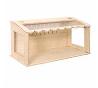 LeeQinersw Wooden Pet Cage With Panels Small Pet Housing Enclosure For Hamsters And Quail Featuring Hinged Slots Decorative Front Trim Suitable For Home Living Room, 60 40 40 Cm