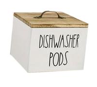 LeeQinersw Wooden Storage Box with Lid, Wood Rustic Laundry Dryer Sheet Holder Dishwasher Pods & Laundry Pods Organizer, Pods Container with Lid, for Laundry Room Countertop, White dishwasher pod
