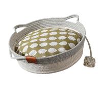 LeeQinersw Woven Cat Bed Kitten Sleeping Nest All Seasons Pet Accessories Weaving Pet Bed Scratcher, Gray, L