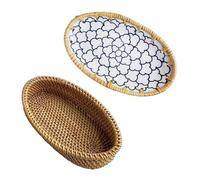 LeeQinersw Woven Rattan Storage Basket, Bread Baskets for Serving, Wicker Fruit Woven Basket Organizer for Rolls Cracker Snack Cakes