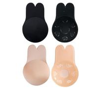 LeeQunQ 2 Pairs Adhesive Strapless Backless Bra, Sticky on Bra Strapless Push Up, Invisible Push up Bra, for Women (Black and Skin Color)