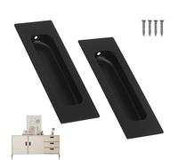 LeeQunQ 2 PCS Sliding Door Handles, Pocket Door Handles, Recessed Door Handle, for Kitchen Cupboard Wardrobe Dresser Barn Door Closet(Black 120 * 40mm)