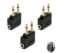 LeeQunQ 3 PCS Airline Airplane Flight Adapters for Headphones, Plane Headphone Adapter, for Audio Jack to Plug Air Plane Flight Connector(Golden Plated 3.5mm Jack)