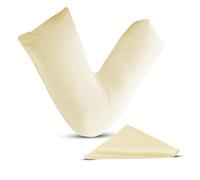 Leeray V Shaped Pillowcase Cream - Plain Polycotton Back and Neck Support V Pillow case cover - Orthopaedic/Pregnancy/Nursing Pillow Cover Only - Cream