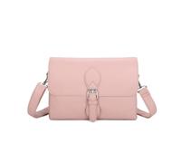 Leeray® Women Crossbody Shoulder Bag Double Zip Compartment Handbag Flap Magdot Closure Adjustable Strap Satchel Synthetic PVC Pink