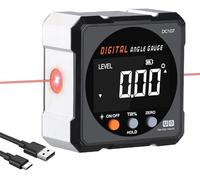 LEERCHUNAG Digital Protractor, Empty Level Inclinometer Laser Level W 4-Sided Strong Magnetic & Type C Charging, Rechargeable Digital Protractor / Protractor,Black,5*5*2.6