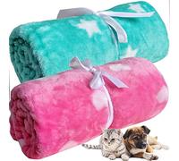 LeerKing 2 Packs Dog Blankets Soft Warm Pet Cat Bed Blanket Fleece Flannel Mattress Couch Sofa Crate for small medium large Puppy,30"x 40" Green&Red