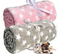LeerKing 2 Packs Dog Blankets Soft Warm Pet Cat Bed Blanket Fleece Flannel Mattress Couch Sofa Crate for small medium large Puppy,30"x 40" Pink&Grey