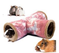 LeerKing 3 Way Guinea Pig Tunnel Canvas Rabbit Tunnels and Hides Rat Tube Hideout Sleep Collapsible Toy Accessories for Ferrets Squirrel Hedgehog Chinchillas Pink M