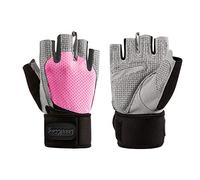 LeerKing Gym Weight Lifting Fitness Gloves with Flexible Thin Padding, Enhanced Palm Wrist Support for Men Women Exercise Pull ups Workout Rowing and Cycling,Pink, L