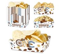 LeerooDecor 24 Pcs Western Theme Food Trays Cowboy 1st Birthday Party Decorations My First Rodeo Birthday Party Food Boats