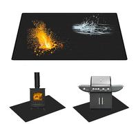 Leerweii Grill Mat Floor Protection, 100 x 180 cm, Fireproof Underlay, 3 Layer Fire Protection Mat, Floor Protection Mat, Grill Mat, Silicone Fibreglass Outdoor Grill Mat for Gas Grill, Charcoal