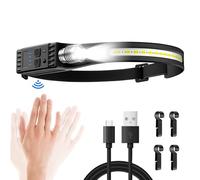 Leerweii Head Torch Rechargeable, Super Bright 230° Wide Beam and Adjustable Focus Headtorch with Battery Level Indicator, 7 Modes with Motion Sensor, Waterproof Headlamp for Camping Running Cycling