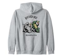 Leesburg Florida USA Funny Manatee and Alligator Design Zip Hoodie