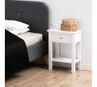 leesburg wooden bedside cabinet with 1 drawer in white