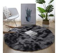 Leesentec Round Rugs for Living Room Bedroom Rug 140 Black Grey Fluffy Rug | Home Decor | Suitable for Underfloor Heating | Easy to Maintain | Soft & Non-Slip | Large & Foldable | Suitable for All Rooms
