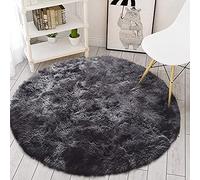 Leesentec Round Rugs for Living Room Bedroom Rug 160 Black Grey Fluffy Rug | Home Decor | Suitable for Underfloor Heating | Easy to Maintain | Soft & Non-Slip | Large & Foldable | Suitable for All Rooms