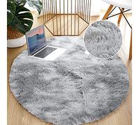Leesentec Round Rugs for Living Room Bedroom Rug 160 Grey White Fluffy Rug | Home Decor | Suitable for Underfloor Heating | Easy to Maintain | Soft & Non-Slip | Large & Foldable | Suitable for All Rooms