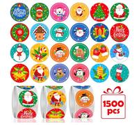 Leesgel 1500pcs Christmas Stickers, Crafts Stickers for Children Merry Christmas Decorations Scrapbooking Boxes Cards Envelopes, Xmas Tags Label Stickers Birthday Party Supplies