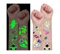 Leesgel 30 Sheets Luminous Outer Space Temporary Tattoos for Kids, Space Party Decorations, Space Party Bag Fillers, Birthday Supplies, Games Prizes, Favours