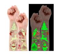 Leesgel Christmas Stocking Fillers, 10 Sheets Luminous Temporary Tattoos for Kids Christmas Decorations, Tattoos Stickers for Xmas Party Supplies Favors Bags