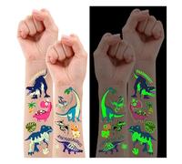 Leesgel Dinosaur Tattoos for Children, 10 Sheets Luminous Children's Tattoos Stickers for Children's Birthday Party Favours, Party Bags, Children's Birthday Party Giveaways, Small Gifts, Easter Gifts
