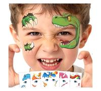 Leesgel Dinosaur Tattoos for Kids, 12 Sheets Temporary Face Tattoo Stickers for Boys Girls Dinosaur Birthday Decorations, Face Painting Kit for Children Party Favours Mask Make up Accessories