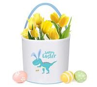 Leesgel Easter Baskets for Kids, Dinosaur Basket Empty Boxes Bucket Tote for Easter Egg Hunt Games, Party Bags for Easter Crafts Decorations Supplies Favours