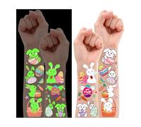 Leesgel Easter Decorations for Boys Girls, 10 Sheets Luminous Temporary Tattoos for Kids Easter Basket Bags Fillers, Easter Eggs Tattoo Stickers for Glow Easter Party Supplies Favors