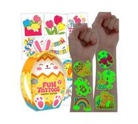 Leesgel Easter Egg Fillers, 102pcs Luminous Temporary Tattoos Stickers for Kids Party Bag Fillers, Glow Easter Decorations Baskets Toys Games Prizes Stuff