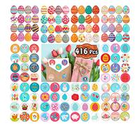 Leesgel Easter Stickers, 416 Styles Cute Stickers for Children Easter Decorations, Easter Crafts Stickers for Easter Sweets Treat Boxes Basket Fillers, Easter Egg Hunt Games Toys Ornaments
