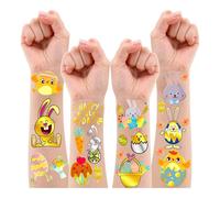 Leesgel Easter Tattoo Stickers for Kids, 34 Styles Metallic Glitter Temporary Tattoos for Easter Decorations, Easter Toys for Easter Egg Hunt Basket Bag Fillers Party Games Prizes