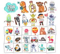 Leesgel Glitter Tattoos for Kids, 204pcs Temporary Tattoo Stickers for Boys Girls, Party Bag Fillers for Kids, Transfer Tattoos Birthday Decorations Supplies Toys Favours (Boys)