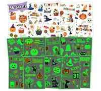 Leesgel Halloween Accessories for Kids, 580pcs Luminous Temporary Tattoos for Halloween Decorations, Candy/Pumpkin/Spider Face Tattoo Stickers Party Bag Fillers Games Activities Ornaments