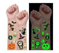 Leesgel Halloween Party Favours, 24 Sheets Glow Temporary Tattoos for Kids Halloween Decorations Treats Sweets Party Bag Fillers, Birthday Games Toys Crafts Supplies