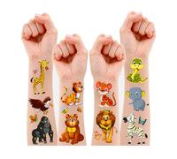 Leesgel Jungle Theme Party Decorations for Kids, 50 Styles Metallic Glitter Tattoos for Kids, Safari Animals Tattoo Stickers for Tropical Party Decorations Zoo Tropical Party Supplies