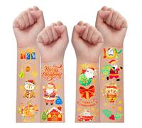 Leesgel Metallic Glitter Tattoos for Kids Christmas Decorations, 12 Sheets Temporary Tattoo Stickers for Christmas Party Bag Fillers, Xmas Eve Box Stocking Fillers Party Games Toys