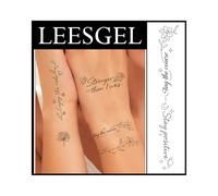 Leesgel Temporary Tattoos, 4 Sheets Flowers Plants Words Fake Tattoos for Women Adults, Black Semi Permanent Personality Stick on Transfer Paper Stickers Body Makeup Accessories