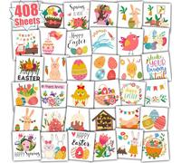 Leesgel Temporary Tattoos for Kids Easter Decorations, 408 Sheets Individually Wrapped Easter Tattoos Stickers for Easter Baskets Party Bag Fillers, Easter Egg Hunt Activities Toys