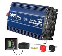 Leesky - 2000W 12V to 110V Pure Sine Wave Power Inverter, UL Approved Built-in Fuse with Battery Status Display, Remote Control for Home, RV, Truck,