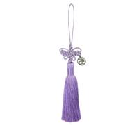 LEESLE Korean Butterfly Norigae Tassel Charm, Traditional Knot Accessory Keychain, Hanbok Ornament Gift, 10 Colors, Purple, 8.0 Inches Length