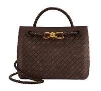LEESTUTY Woven Tote Bag for Women Leather Shoulder Handbag Designer Top Handle Purses, Suede-coffee, 9.8" L x 3.9" W x 7.5" H