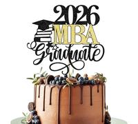 Leetaivie 2026 MBA Graduate Cake Topper, Congrats MBA,You Did It, Congrats College Graduation Party Decorations, Congratulations MBA Graduation Party Decoration Supplies (Black Gold 3)