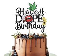 Leetaivie Glitter Birthday Cake Topper, Glitter Weed Leaves Happy Birthday Cake Decorations, Birthday Party Supplies for Adult Man Women, Weed Leaf Theme birthday 420 birthday Party Decoration
